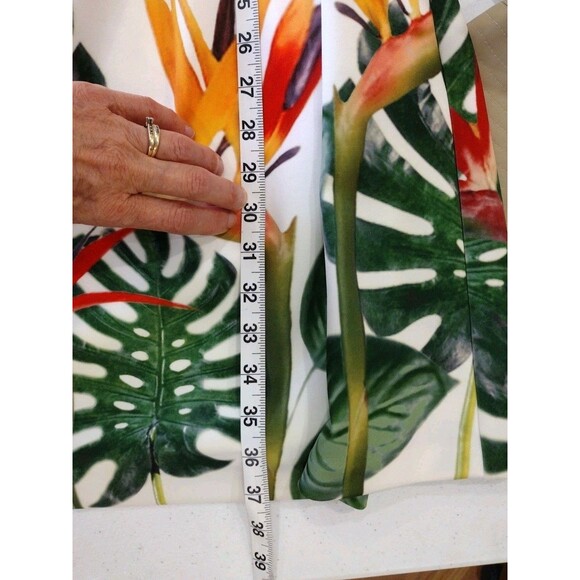 Calvin Klein Bird Of Paradise Dress White Orange Green Fit & Flare Stretch Sm - Picture 14 of 14